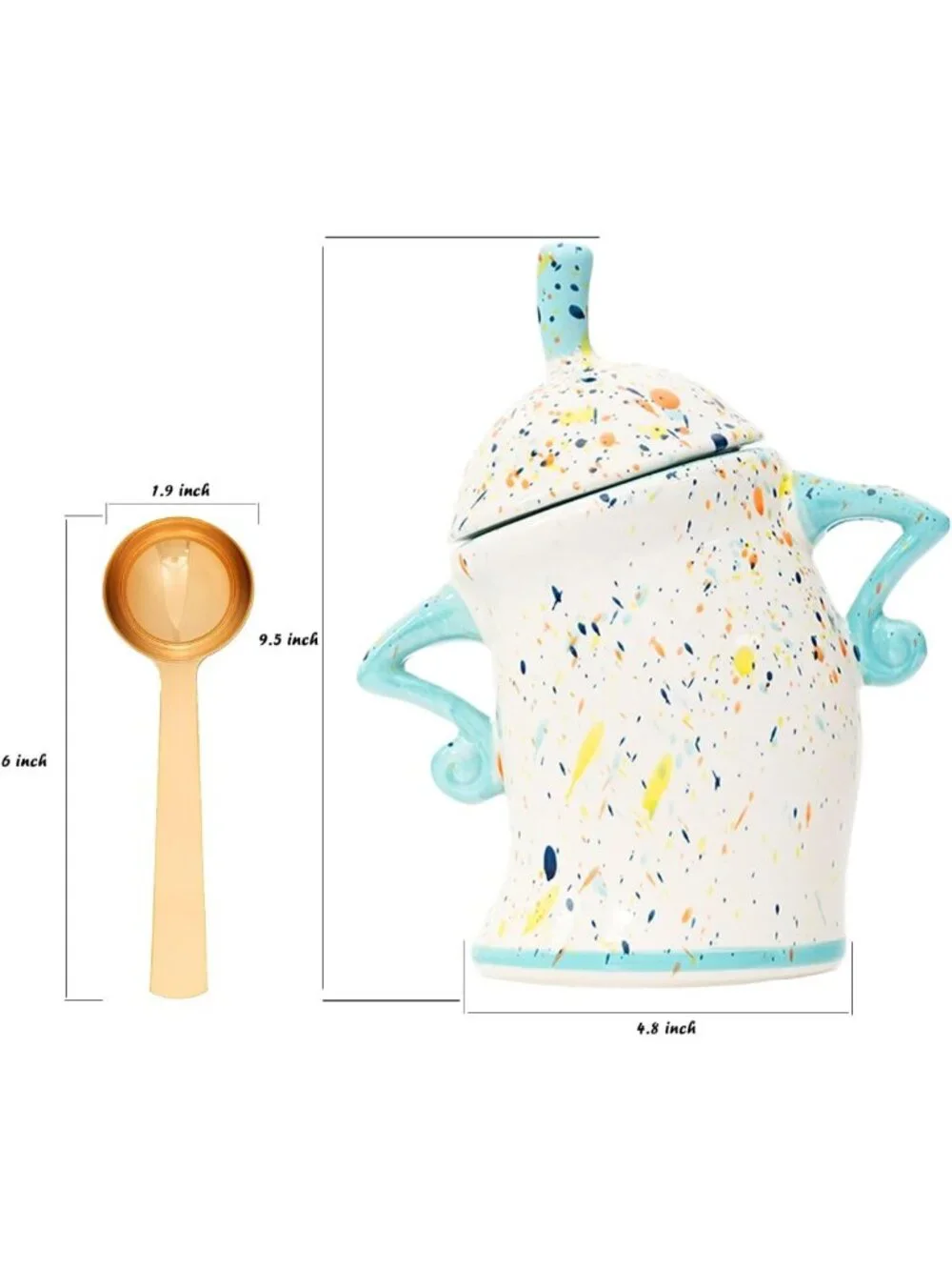 Airtight Ceramic Canister with Spoon - Cute Food Storage for Tea, Coffee, Sugar